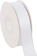 ITIsparkle 1" Inch Double Faced Satin Ribbon 25 Yards with Silver Edges, 1" X 25Yd - White