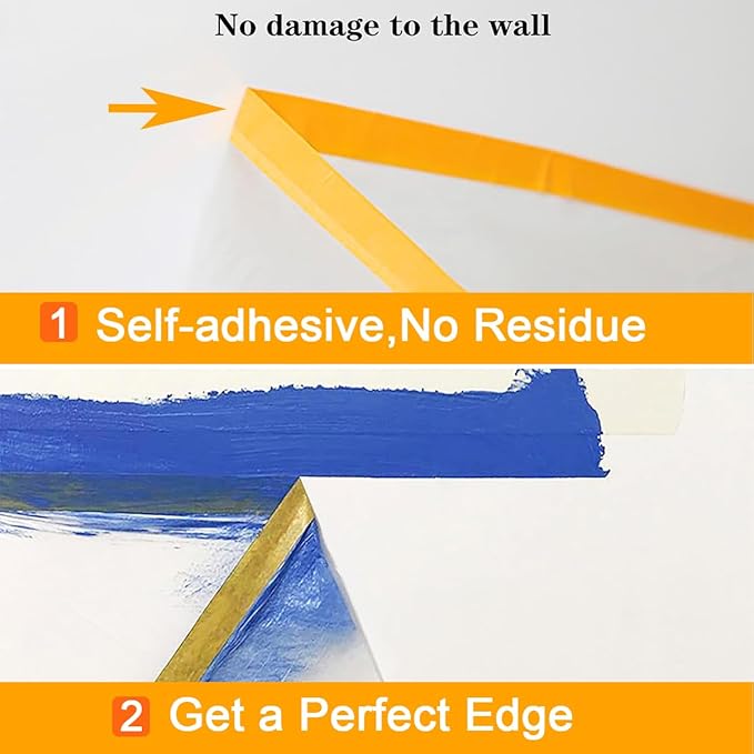 6 Pack Protective Masking Film with Tape 3.6/5/6 x 65 Ft Car Painters Plastic Sheeting Roll Tape and Drape Masking Film for Automotive Painting Covering Furniture, Auto Body, 3 Size