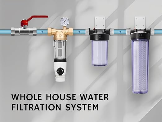 Airthereal Whole House Water Filter Housing, 10" x 4.5" Sediment Carbon Cartridge Universal Housing, Pre-Filtration System for Well and City Water with 1" NPT Port (Clear Housing)
