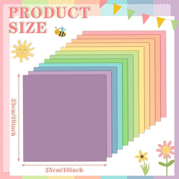 Ganeen 60 Pcs 10 x 10 Inch Pastel Pure Cotton Quilting Fabric Squares Candy Solid Quilted Fabric Bundles Rainbow Color Fat Patchwork Precut Stripes for Handmade Material Sewing DIY Crafts