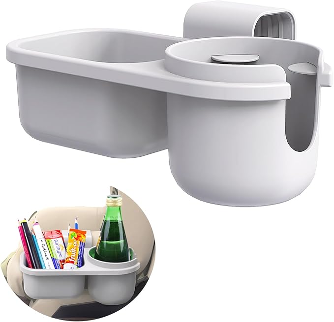 SnackPod Child Cup & Snack Holder for Convertible Car Seats & Strollers - BPA Free - Grey