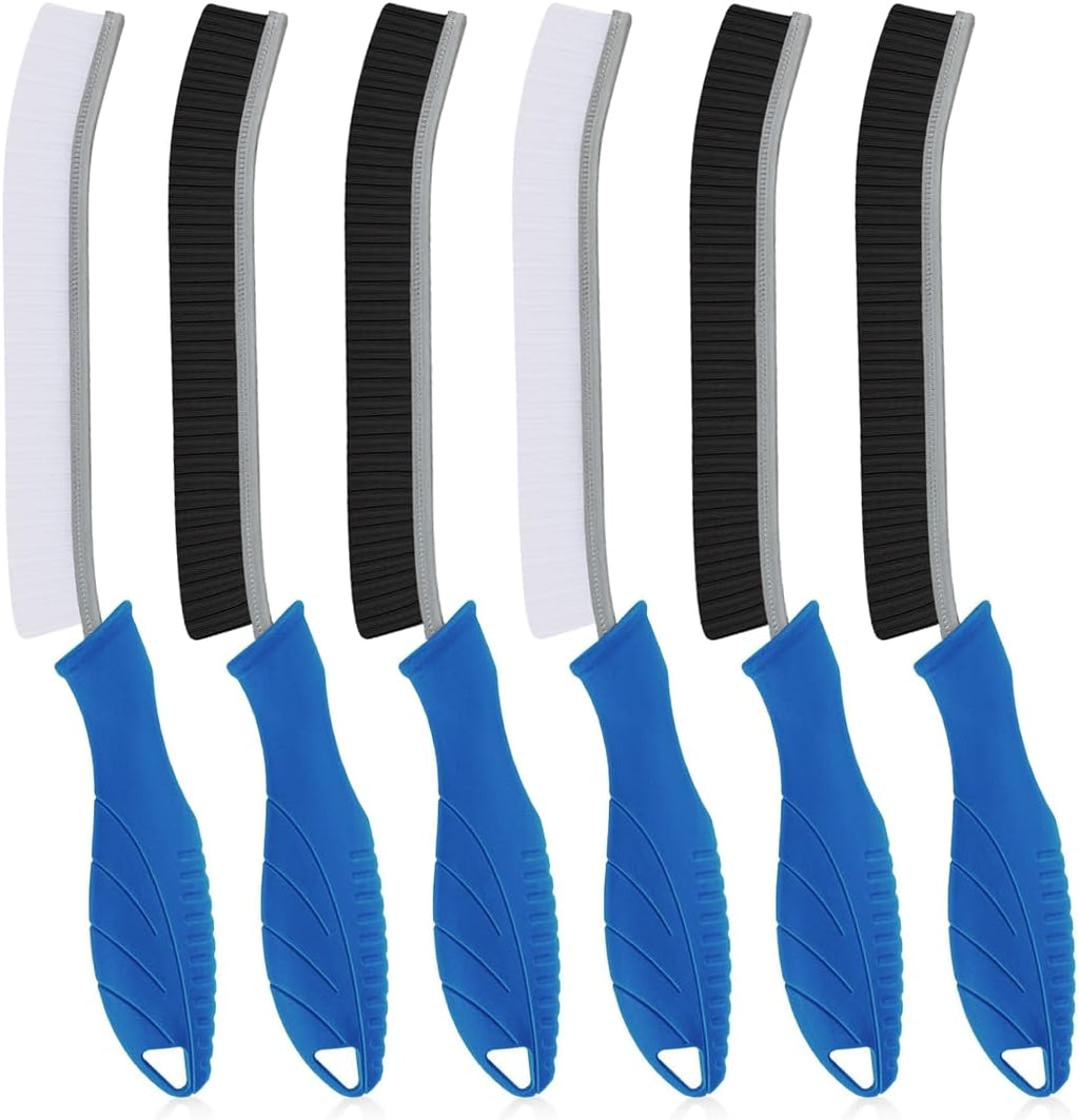 Hard Bristle Crevice Cleaning Brush-Thin Gap Scrub Brush, Small Cleaning Brush, Grout Brush, Kitchen Brush, Cleaning Tools for Toilet, Bathroom, Sink, Home, Household, Window (6, Lichen Blue)