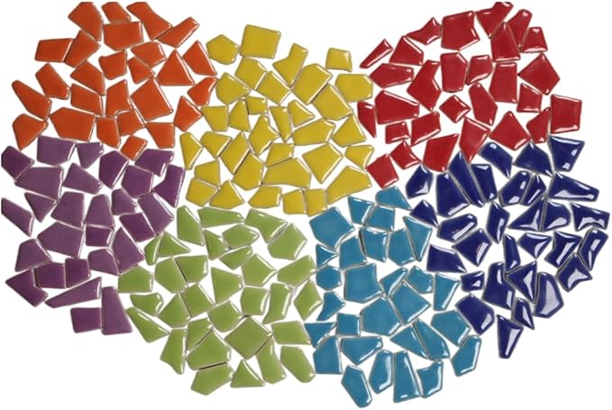 Ceramic Mosaic Tiles for Crafts & Art Projects 200 Grams Vibrant Colors Pieces Fit Together Like a Puzzle Endless Creative Ideas for Mosaic Art DIY Hobbies Small Sizes (Orange)