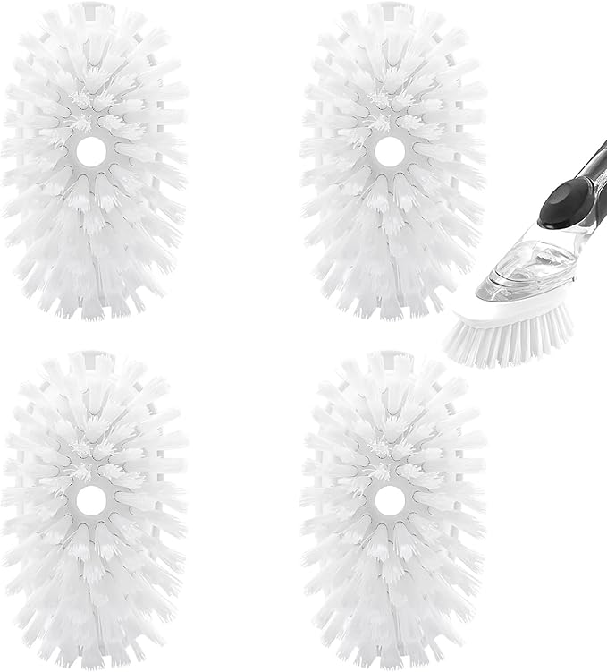 Brush Refills for OXO Dish Brush - 4 Pack Dish Brush Cleaning Soap Dispensing Head Replacement for Scrubber (White)