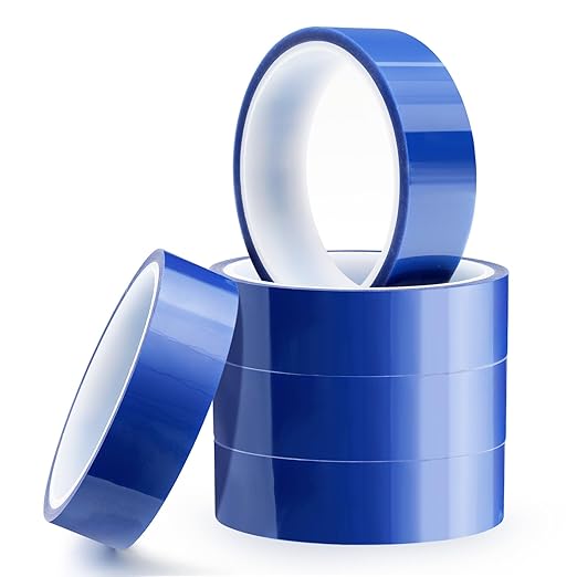 ROSEUP 5 Rolls 0.8 Inch x 108 Ft Blue Heat Resistant Tape, Heat Transfer Tape, Strong Heat Resistance, Long-Lasting Adhesion for Industrial Printing & Label Transfer