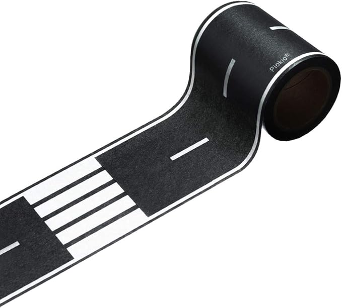 Piokio 33' x 2.4" Black Road Track Tape, Car Tracks are Great for Kids Birthday Party, Racing Party Decoration (1 Rolls)