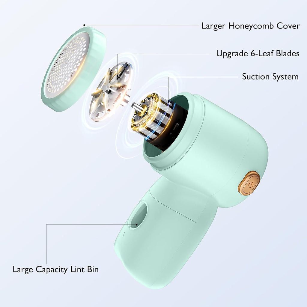 Rechargeable Fabric Shaver,Electric Lint Remover with Digital Display,3-Speeds Sweater Shaver for Clothes and Furniture (Green)