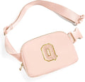 Gitus Gifts for 8 9 10 11 12 Year Old Girls Belt Bag Fanny Pack Crossbody Bags with Initial Letter Patch Cute Stuff Birthday Gifts for Teen Girls Women Personalized Trend Stuff (Coral Pink-Q)