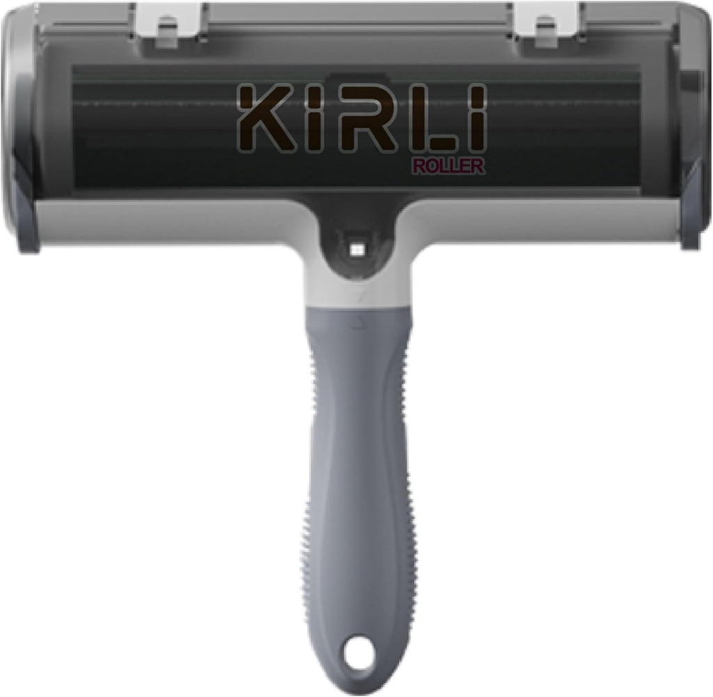 KIRLI Roller Pet Hair Remover and Reusable Lint Roller – Furniture, Couch, Carpet, Clothing and Bedding Cat and Dog Hair Remover – Portable Multi-Surface Fur Removal Tool (Gray)