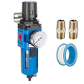 NANPU 3/4" NPT Compressed Air Filter Regulator Combo Piggyback, 5 Micron Brass Element, Poly Bowl, Manual Drain, Metal Bracket, 0-150 psi Gauge- AW4000-06M