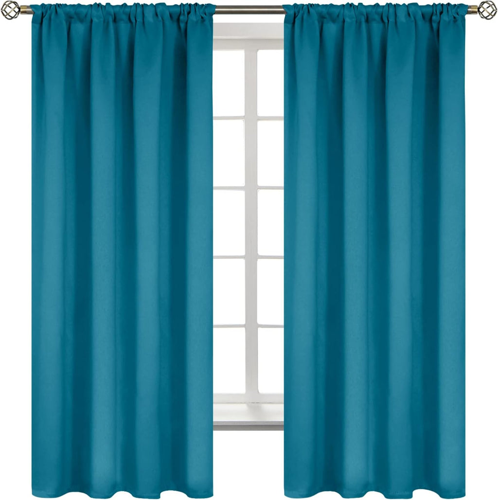 BGment Peacockblue Blackout Curtains for Bedroom 63 Inch Length 2 Panels - Thermal Insulated Window Drapes with Rod Pocket Room Darkening for Living Room, 42 x 63 Inch