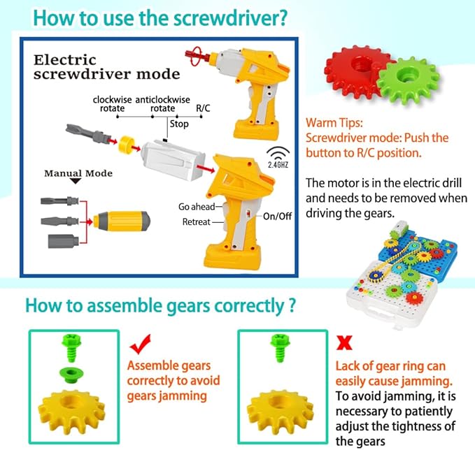 Gears Toys for Kids Ages 4-8, STEM Educational Construction Toys, Building Toy Set for Boys and Girls, Engineering Building Blocks Creative Learning Toy Set