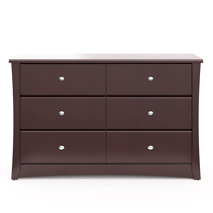 Storkcraft Crescent 6 Drawer Bedroom Dresser (Espresso) – GREENGUARD Gold Certified Dresser for Kids Bedroom