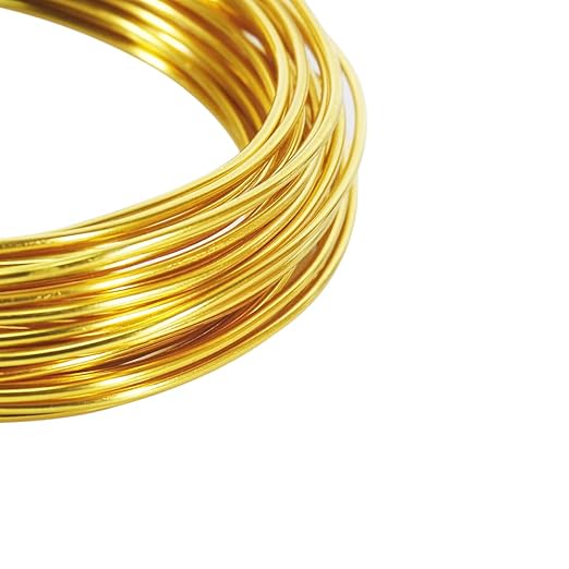Tenn Well 12 Gauge Aluminum Wire, 100 Feet 2mm Bendable Anodized Metal for Sculpting, Jewelry Making, Armature Making, Weaving and Wrapping, Crafting (Gold)