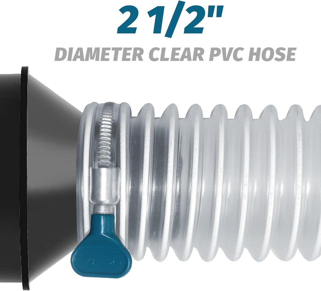 Qucship Heavy PVC Dust Hose, 2-1/2" x 10', Flexible PVC Fume Hose with Carbon Steel Wire Coil for Collection Systems
