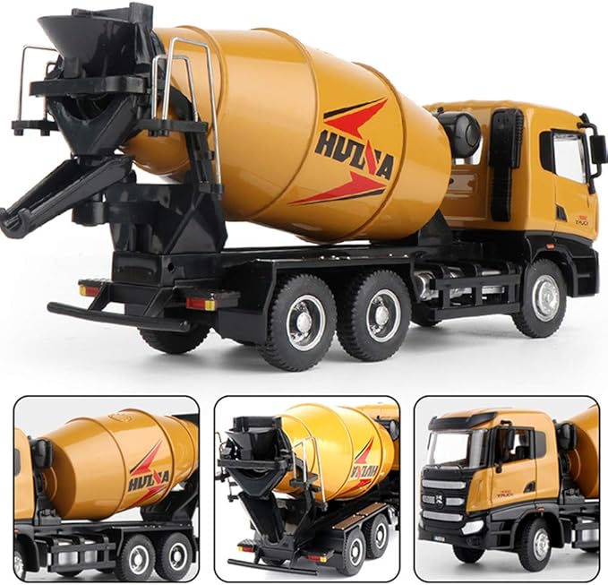 Gemini&Genius Construction Vehicle Cement Truck Toy for Kids, Heavy Duty Cement Mixer Truck for Pretend Play, 1/50 Scale Diecast Alloy Vehicles Toy for Kids