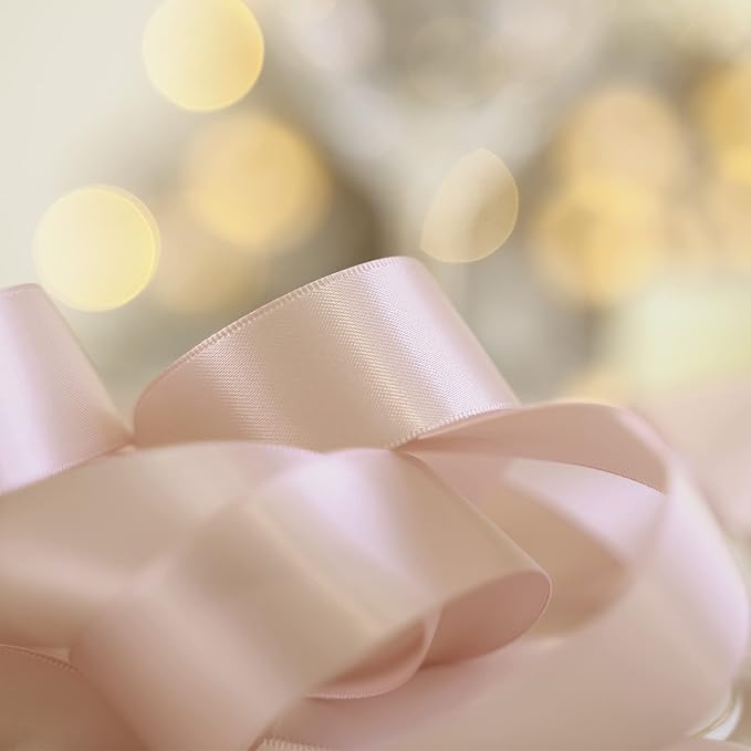 HUIHUANG Satin Ribbon 1 inch Vanilla Silk Satin Ribbon 50 Yards Double Face Satin Ribbons for Crafts Gift Wrapping Bows Floral Bouquet Cake Box Christmas Decor Wedding Invitation Card Party Favor