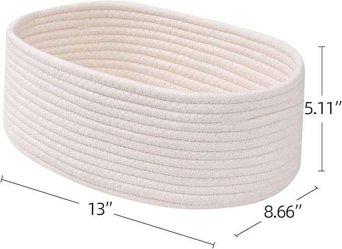 Baskets&Bins for Shelf Storage Organizing/Cute Basket to Store and Organize Household Items/Woven Rope Basket for Living Room, Bedroom,Playroom,3 Packs Off White