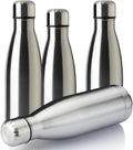 MEWAY 17oz Sport Water Bottle 4 Pack Vacuum Insulated Stainless Steel Leak-Proof Double Wall Cola Shape Water Bottle,Keep Drinks Hot & Cold(Silver,4 Pack)