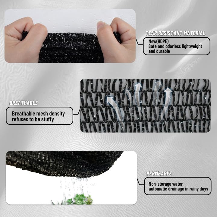 Cool Area 55% Sun Shade Cloth Mesh Tarp with Grommets for Plant Cover 6.5x10ft Patio Canopy Garden Pergola Greenhouse Car Barn Kennel Black - color: 55% Shade-Black, size: 6.5FTx10FT