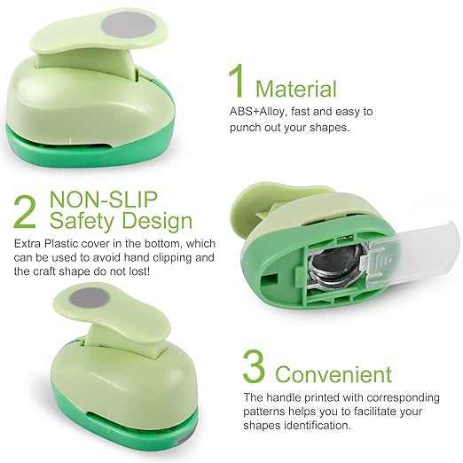 UCEC Paper Punches for Crafting, 1 Inch Craft Puncher, 6 Pcs Hole Punch Shapes Cutters for Paper Craft Heart, Circle, Star, Butterfly, Maple Leaf, Flower Punch Sets for DIY Projects Scrapbook