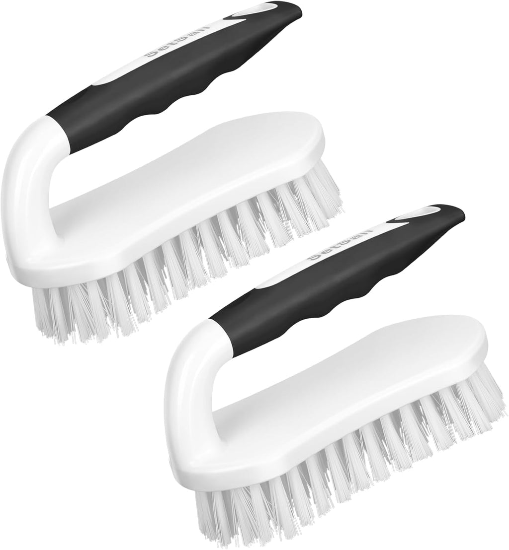 SetSail Scrub Brush, Heavy-Duty Scrub Brushes for Cleaning with Stiff Bristles Cleaning Brush for Shower, Bathroom, Carpet, Kitchen and Bathtub Scrubber - 2 Pack Black