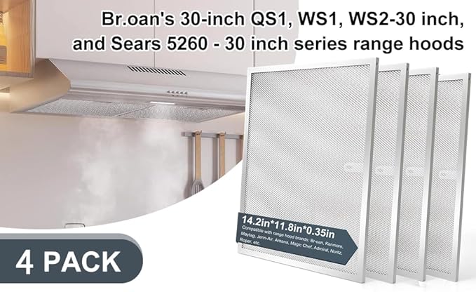 BPS1FA30 Range Hood Grease Filter 11-3/4" x 14-1/4"(2-Pack) Aluminum Filter Compatible with Bro.an Nu.Tone Allure Range Hood filter,Replaces 99010299 99010305 S99010305 AP3378953 by oneket