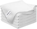 White Microfiber Cleaning Cloth 6Pack Cleaning Rags Absorbant Lint Free Cloth for House, Kitchen, Car, Glass, Stainless Steel, Window, Boat Cleaner-12''x 12''-White