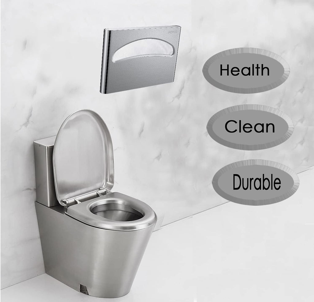 Commercial Toilet Seat Cover Dispenser, Wall Mount, 250 Single Seat Covers for Office, Hospital (18/8 Stainless Steel)