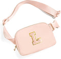 Gitus Gifts for 8 9 10 11 12 Year Old Girls Belt Bag Fanny Pack Crossbody Bags with Initial Letter Patch Cute Stuff Birthday Gifts for Teen Girls Women Personalized Trend Stuff (Coral Pink-L)