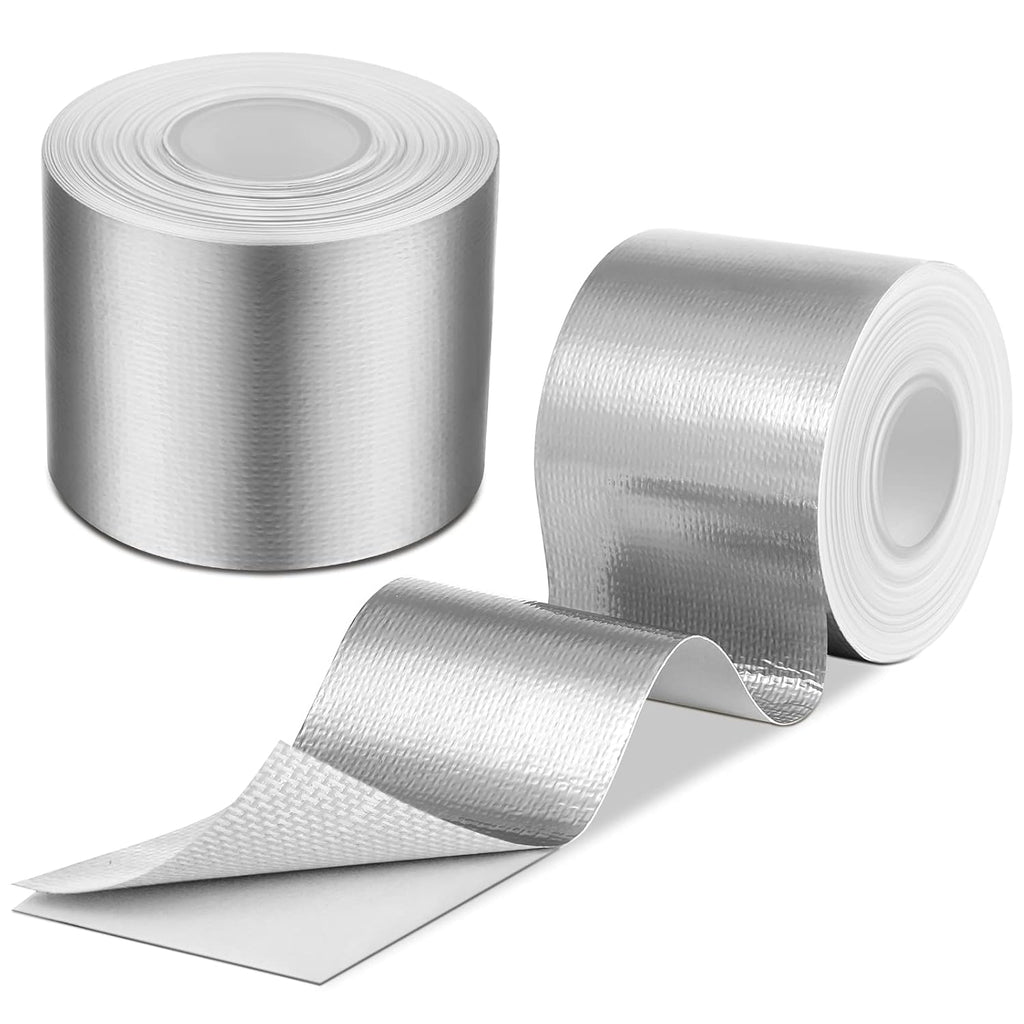 Zonon 2 Rolls Aluminum Foil Tape Heat Shield Tape Barrier Adhesive Reflective Fiberglass Thermal Insulation Reflective Material High Temp Protection(Silver,2 Inch X 32.8 ft)