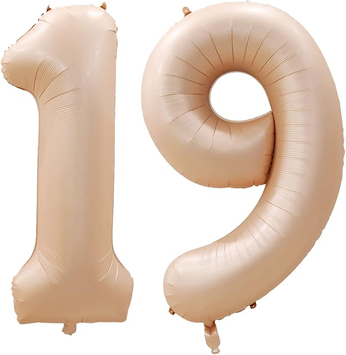 GOER Number 19 Balloons for 19th Birthday Sweet 19 Party Decorations,42 Inch Jumbo Foil Helium 91 Balloons for 91st Birthday Party Decoration (Caramel)