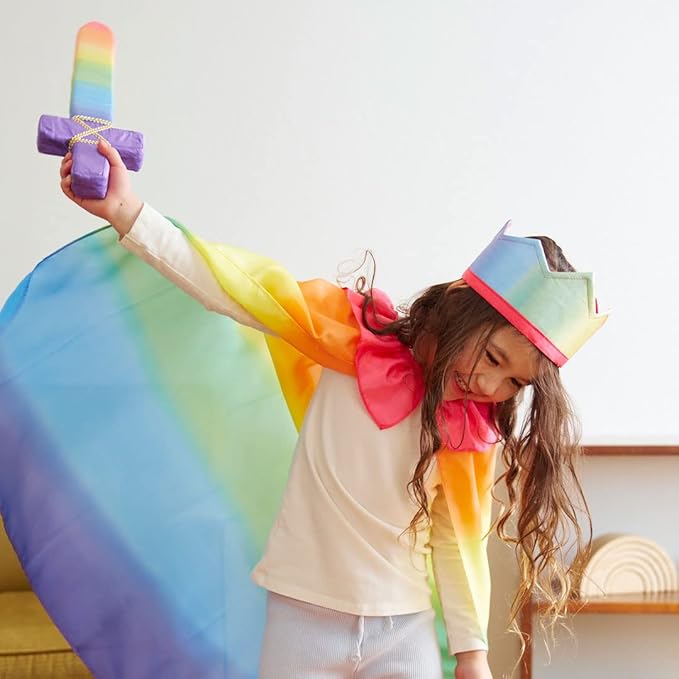 Sarah's Silks Rainbow/Rose 100% Silk Crown with Elastic Headband to Dress up as a Prince, Princess, Queen or King | Montessori Toy for Children Perfect for Imaginative Play