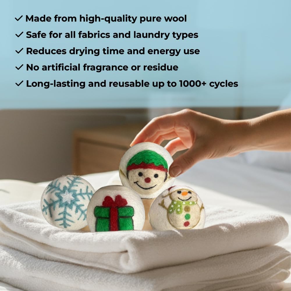 Ezhippie Quality Wool Dryer Balls - 6 XL Festival Pack - 1000+ Loads - Pure Organic Wool - Reusable Natural Fabric Softener Perfect with Essential Oils, Reduce Clothing Static and Wrinkles