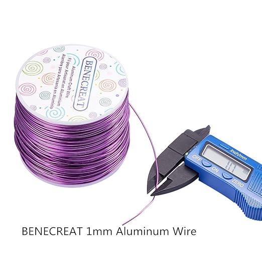 BENECREAT 18 Gauge Jewelry Craft Aluminum Wire 492 Feet Bendable Metal Sculpting Wire for Craft Floral Model Skeleton Making (Purple, 1mm)