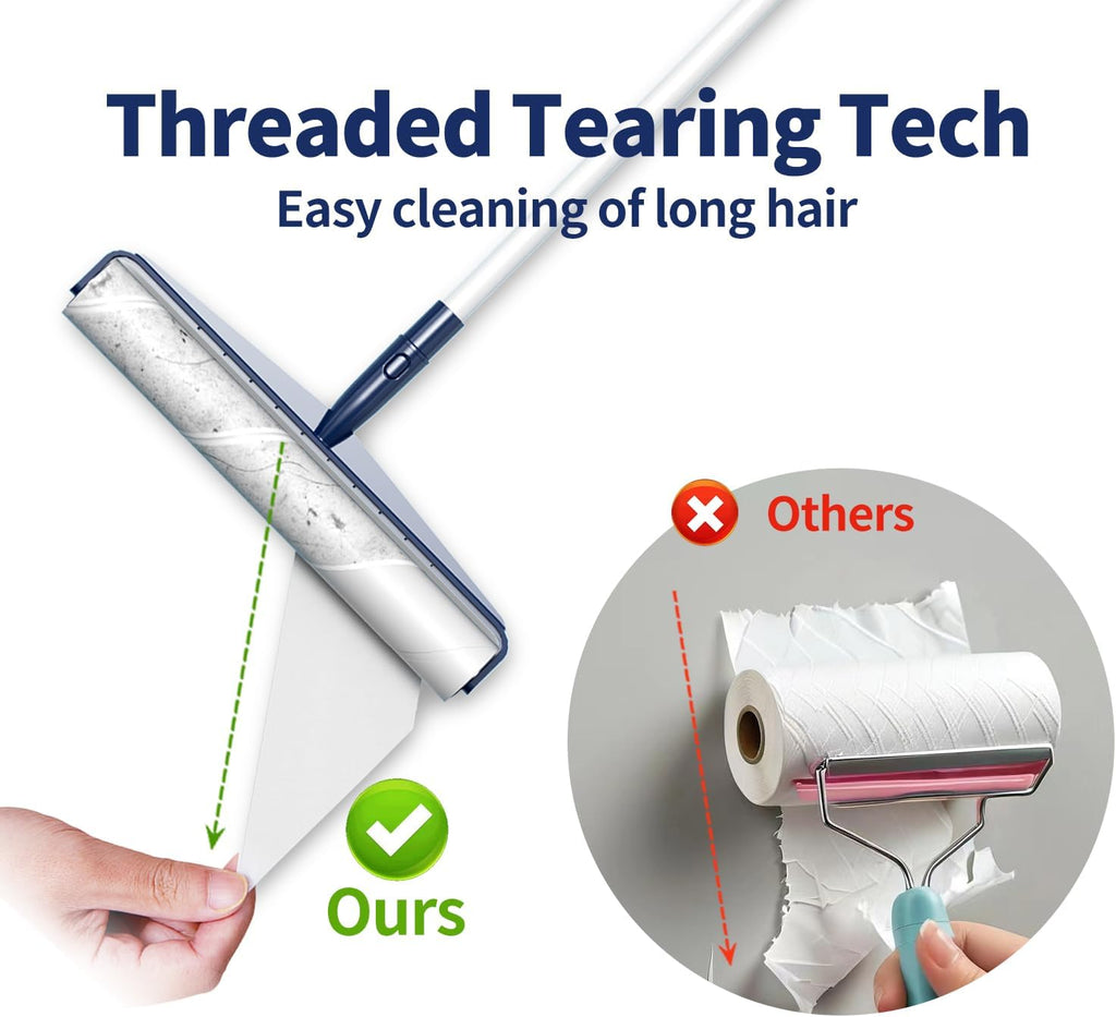 13.8in Lint Roller Refills Large Lint Roller Refill (8 Packs 480 Sheets) for Lint Remover, Pet Mega Extreme Stick Refill for Floor Roller, Cleaning for Carpets, Cars, Clothing, and Pet Hair