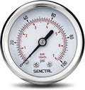 SENCTRL 0-100 Psi Pressure Gauge, 2" Dial Size, 1/4 NPT Back Mount, Waterproof, Stainless Steel Case, for Water Filter Well Pump Air Tire Low Pressure Test