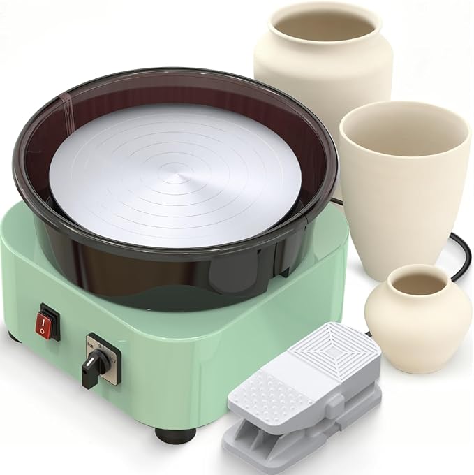 Alldeer 11-inch Pottery Wheel, 350W Electric Ceramic Forming Machine with Detachable Basin, 0-300RPM Foot Pedal Control, 19PCS Complete Clay Tool Kit for Professional Potters and Adult Crafters