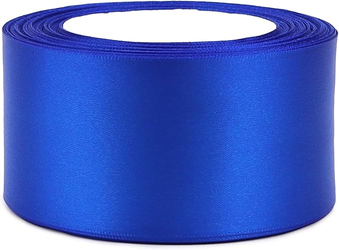 Blue Solid Satin Ribbon 2 Inch 25 Yards Solid Polyester Fabric Ribbon for Gift Wrapping Wedding Christmas Baby Shower Birthday Party Decoration Handmade Immortal Flower Craft