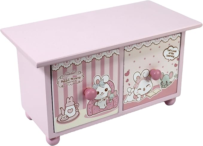 Girl Jewelry Box Pink Cute bunny Tabletop Storage Box Little girl birthday christmas Gift kids jewelry box Organizer