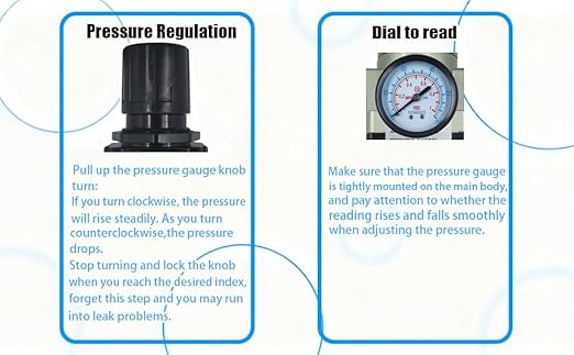 HengMinLingTong 1/2" NPT Compressed Air Filter Regulator Combo Piggyback, 5 Micron Brass Element, Poly Bowl, Semi-Auto Drain, Metal Bracket, 0-150 psi AW4000-04