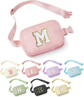 YOOLIFE Initial Belt Bag - Crossbody Bags Women - Fanny Packs for Women Cross Body Bag Pink Small Waist Packs Travel Everywhere Belt Bag Monogram Crossbody Bag M