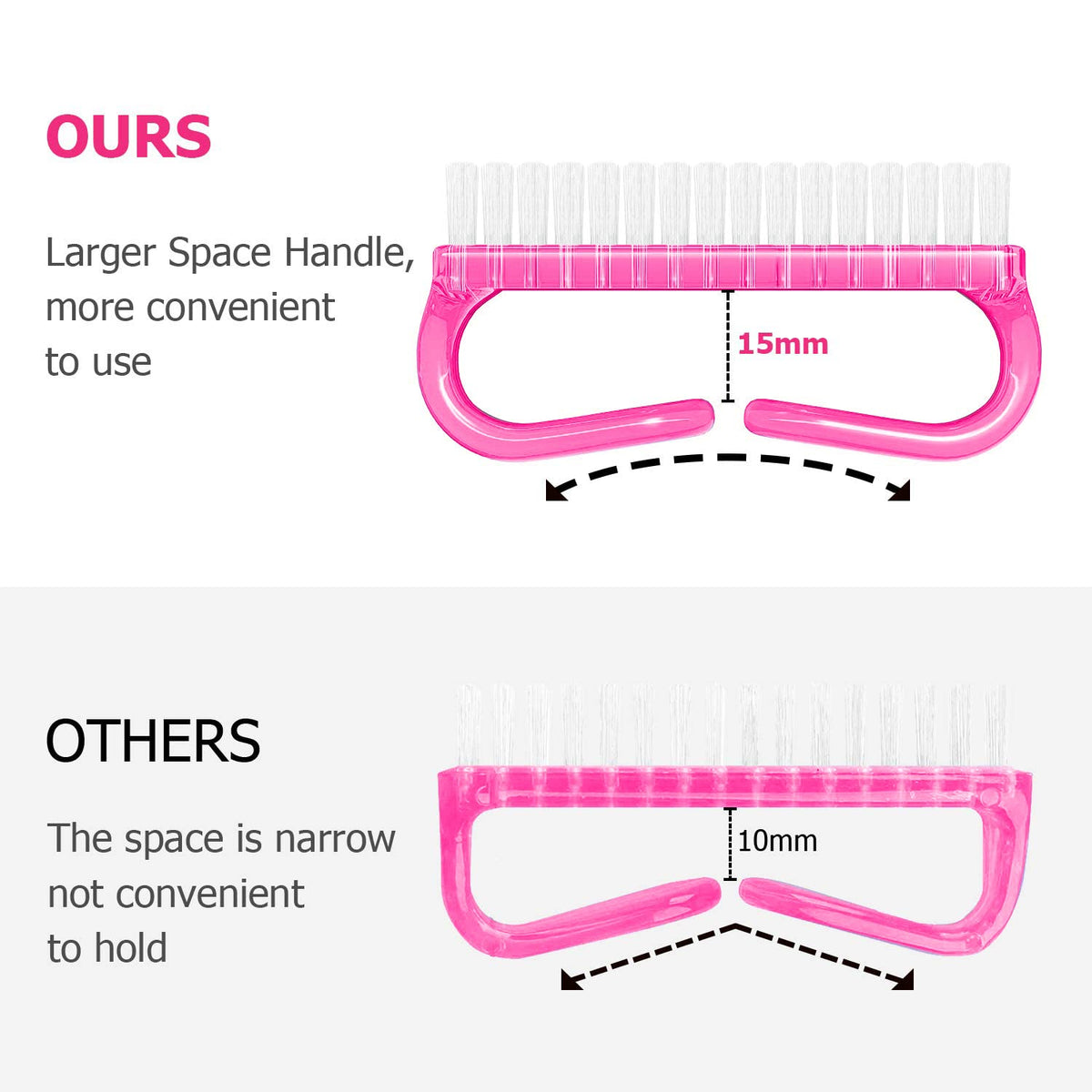 Handle Grip Nail Brush, Hand Fingernail Brush Cleaner Scrubbing Kit Pedicure for Toes and Nails Men Women (4 Pack)
