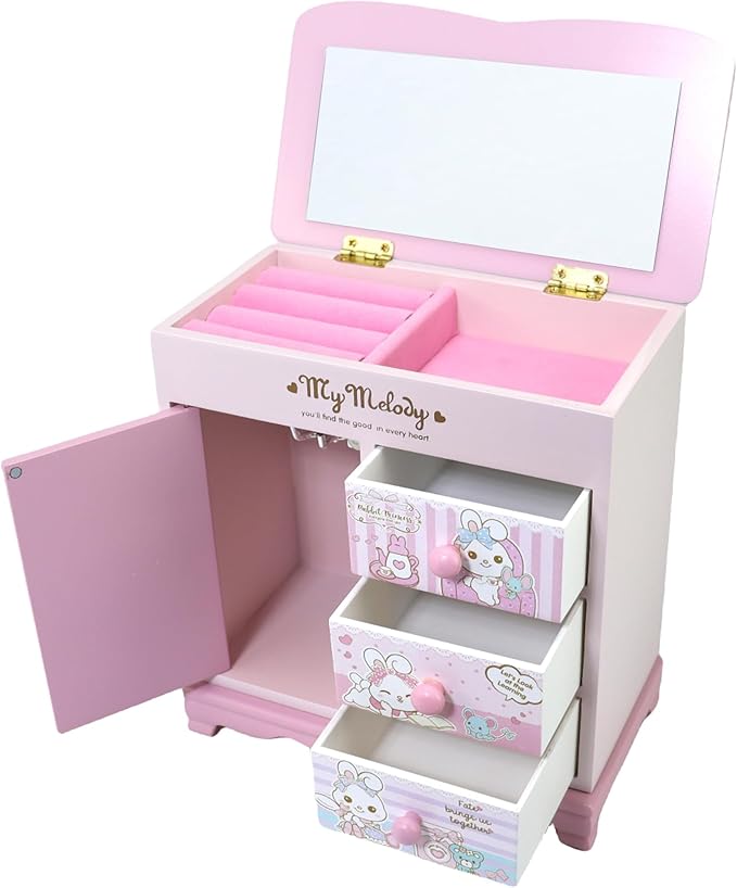 Children jewelry box for girls Pink Cute bunny girls jewelry box Little girl birthday christmas Gift kids jewelry box