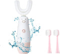 Kids Electric Toothbrush，U Shaped Toothbrush Waterproof Battery Powered 360 Automatic Sonic Toddler Toothbrushes for 8-13 Years Old for Boys Girls,with 2 Replacement Brush Heads（Pink）