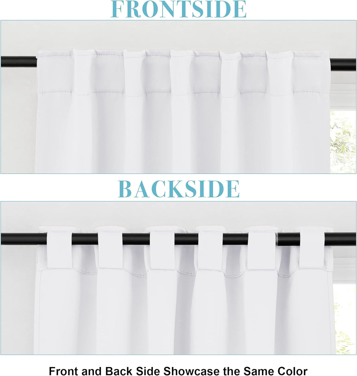 RYB HOME Room Darkening Curtains Window Shades, Privacy Bedroom Curtains Sunlight Block Drapes for Living Room/Studio Backdrop, W 42 x L 72 inch, Pure White, 1 Pair