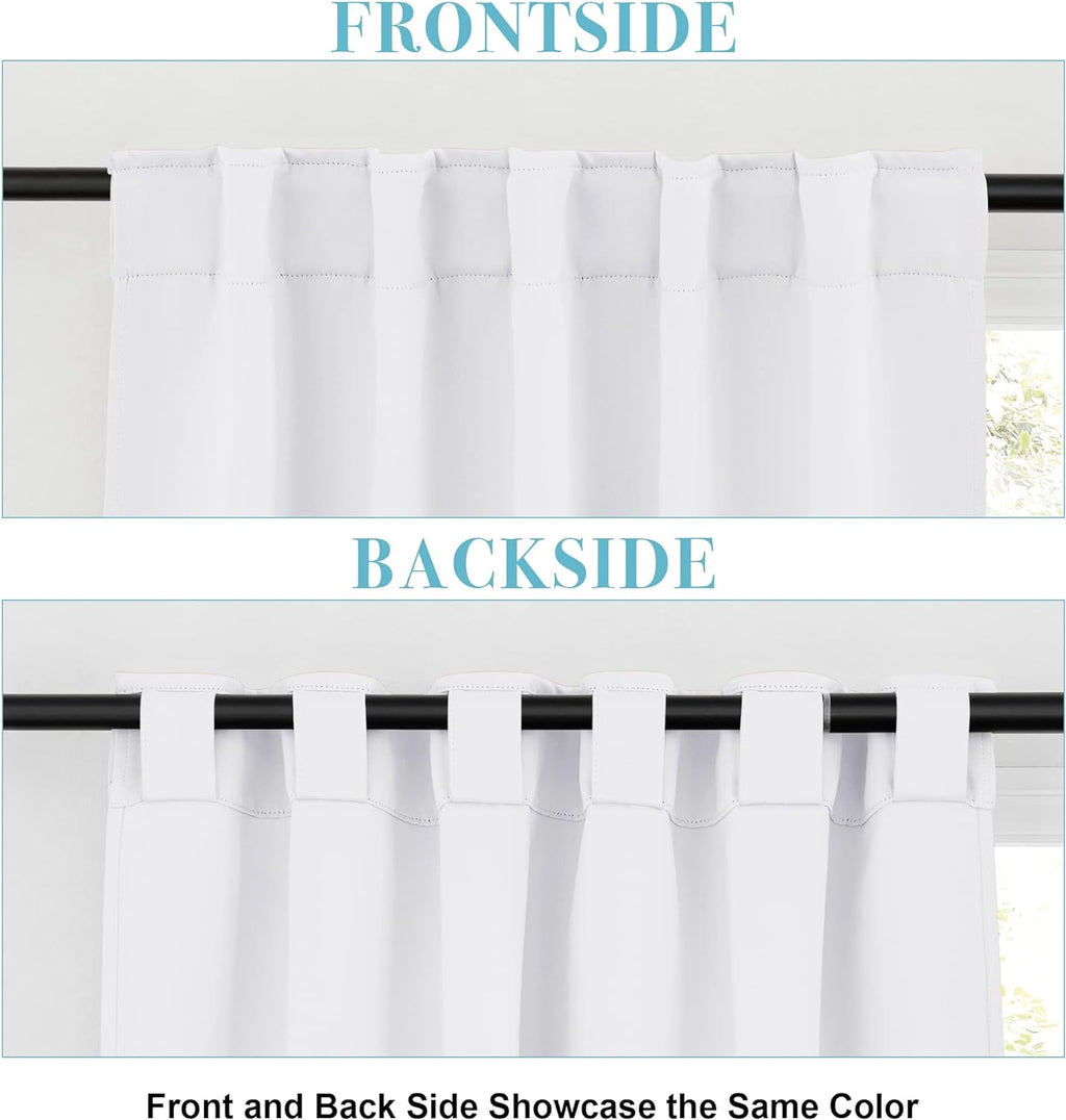 RYB HOME Small Window Curtains - Blackout Insualting Privacy Curtains for Kids Bedroom Kitchen Bathroom Basement Cafe Cabinet Tiers Drapes, 34 Width x 30 Length, 2 Panels, Pure White