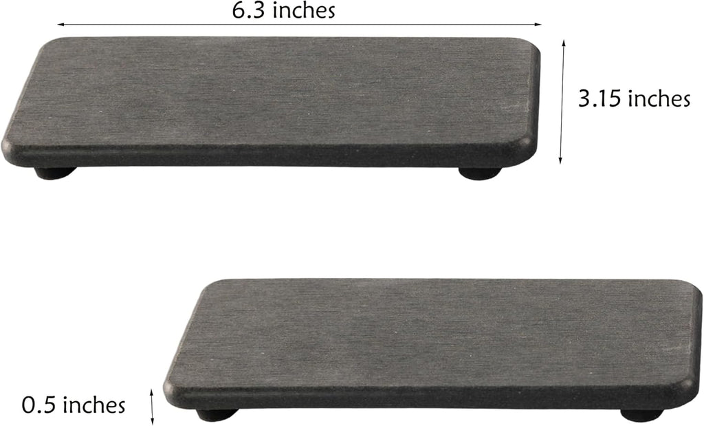 2 Pcs Water Absorbing Stone Trays, Kitchen/Bathroom Sink Soap Dish, Diatomite Tray Used for Hand Soap & Cosmetic Bottles in The Modern Home, 3.15" W x 6.3" L, Dark Gray