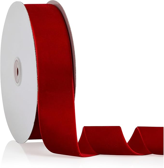 1.5" X 20 Yards Red Velvet Ribbon for Christmas Tree Wreath Decoration Handmade Crafts Ornaments Gift Wrapping & Bow Making
