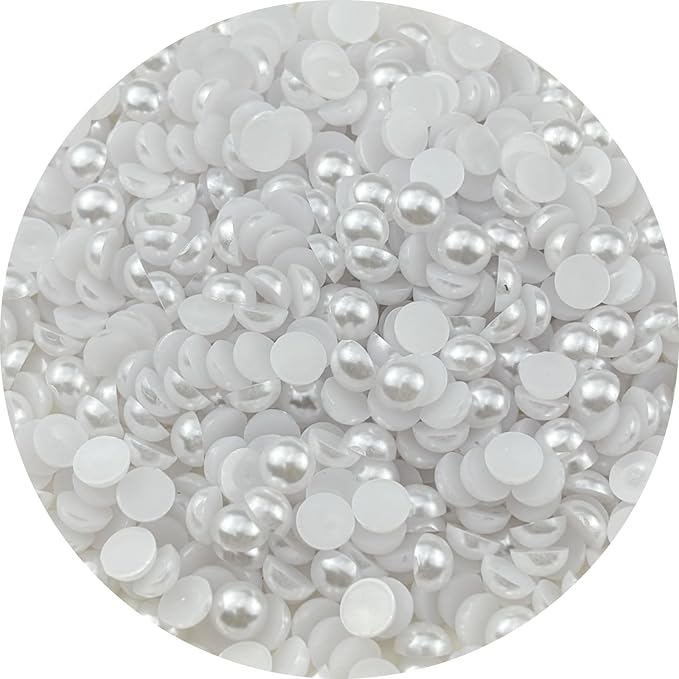 1200pcs 8mm Half Pearls for Crafts Flatback Round Half Pearl Beads for Jewelry Making Nail Art Scrapbook Craft Wedding Dress Decoration(White)